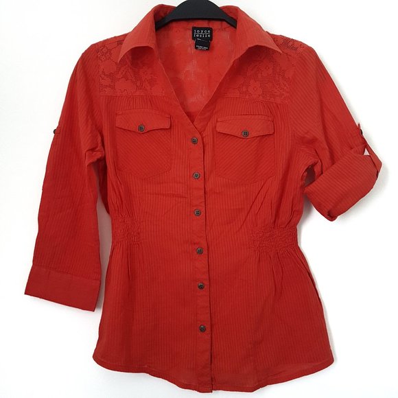Joyce Leslie Orange Collar Top - Size S - Picture 1 of 8